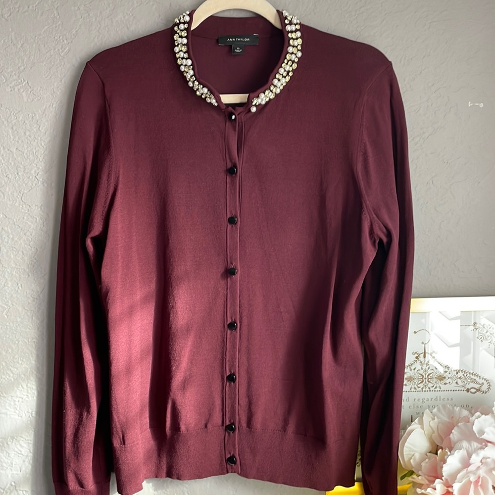 EUC Jeweled collar cardigan.